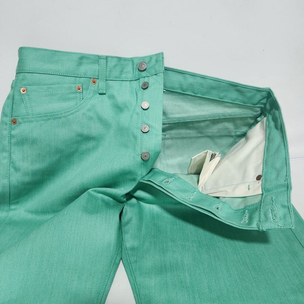 Levi's Men's 501 Original Shrink to Fit Jeans Spring Mint Teal Green 34W x 30L - Picture 6 of 7